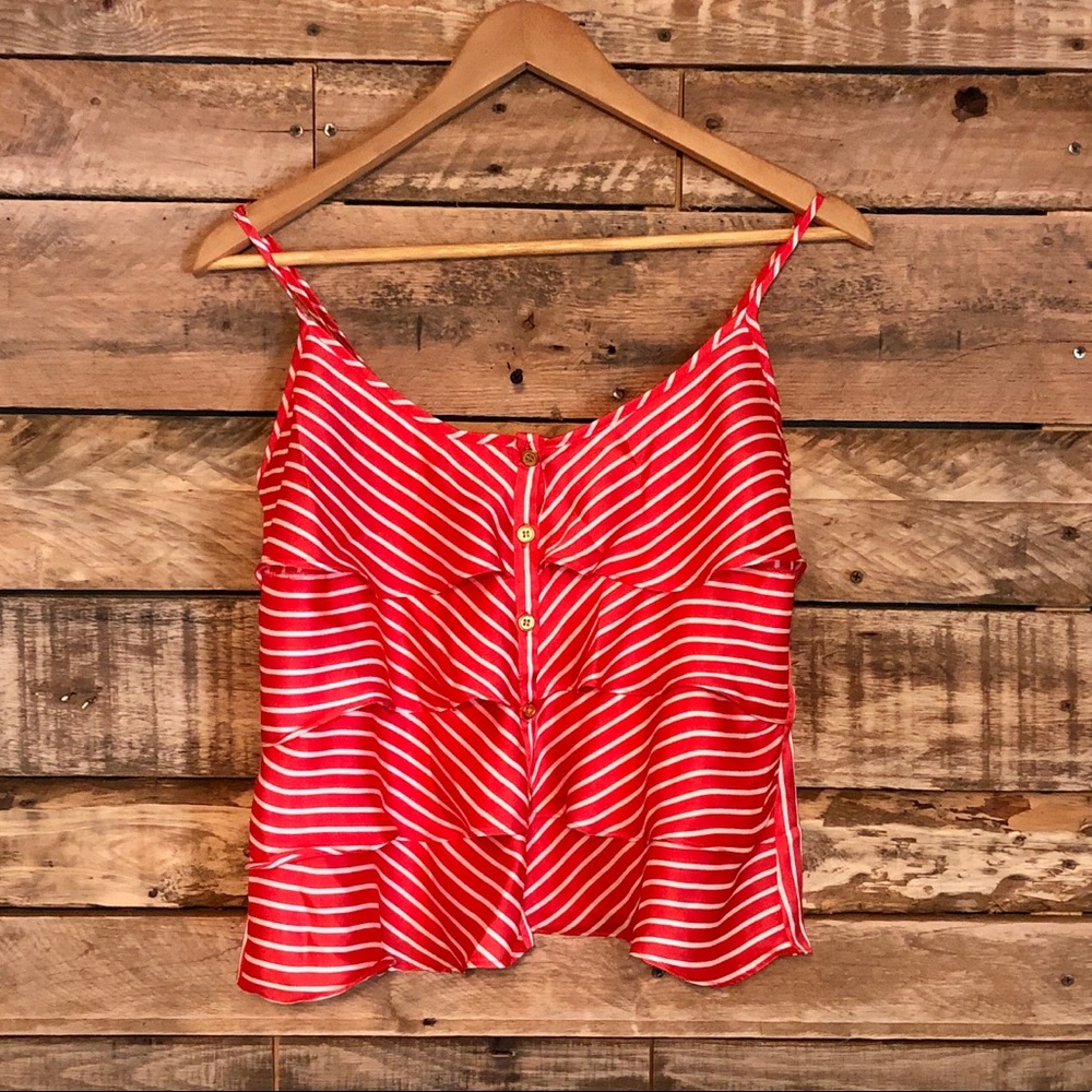 Forever 21 Tier Ruffle Striped Tank Top